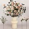 Beige & White Faux Kiku Flowers – 25-Head Silk Chrysanthemums with 18 Eucalyptus Stems, Long-Stem Pom Pom Fake Mums for Vase, Centerpiece, Bouquet, Floral Arrangement, Neutral Tan Cream Décor